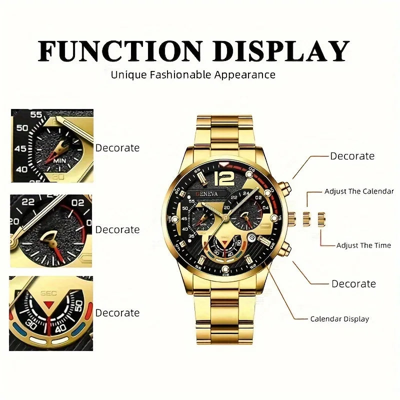 Royal Golden Prestige Set – Watch, Bracelet, Ring & Necklace - KE