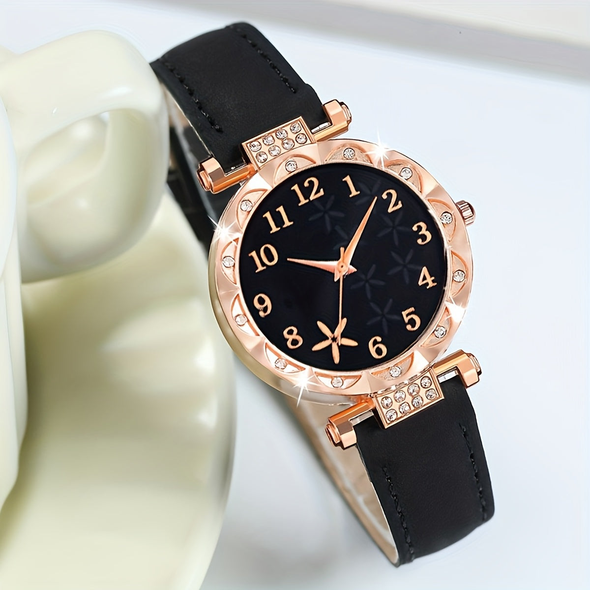 CÉLESTE — 6-Piece Watch & Bracelet Set · Black & Gold - KE