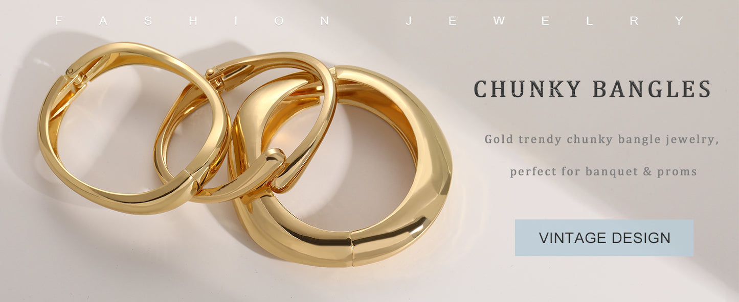 Amara™ - Sculpted Gold Bracelet Set (3-Piece) - KE