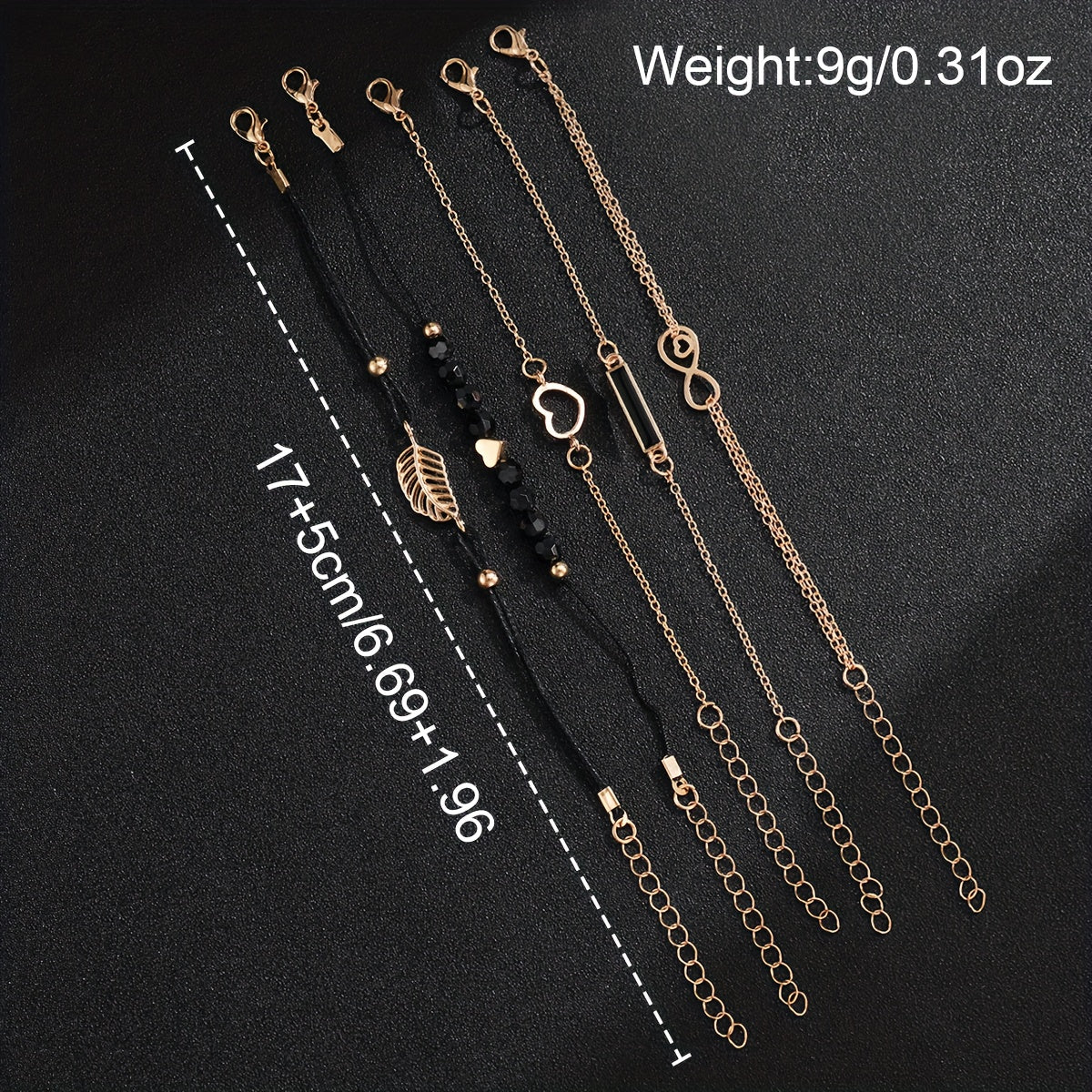 CÉLESTE — 6-Piece Watch & Bracelet Set · Black & Gold - KE