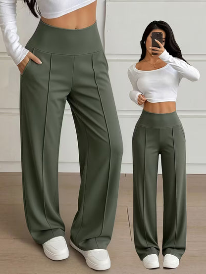 Nova High-Waist Wide-Leg Pants – Tummy Control, Sculpting Fit (KE)