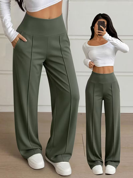 Nova High-Waist Wide-Leg Pants – Tummy Control, Sculpting Fit (KE)