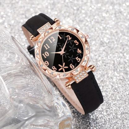 CÉLESTE — 6-Piece Watch & Bracelet Set · Black & Gold - KE