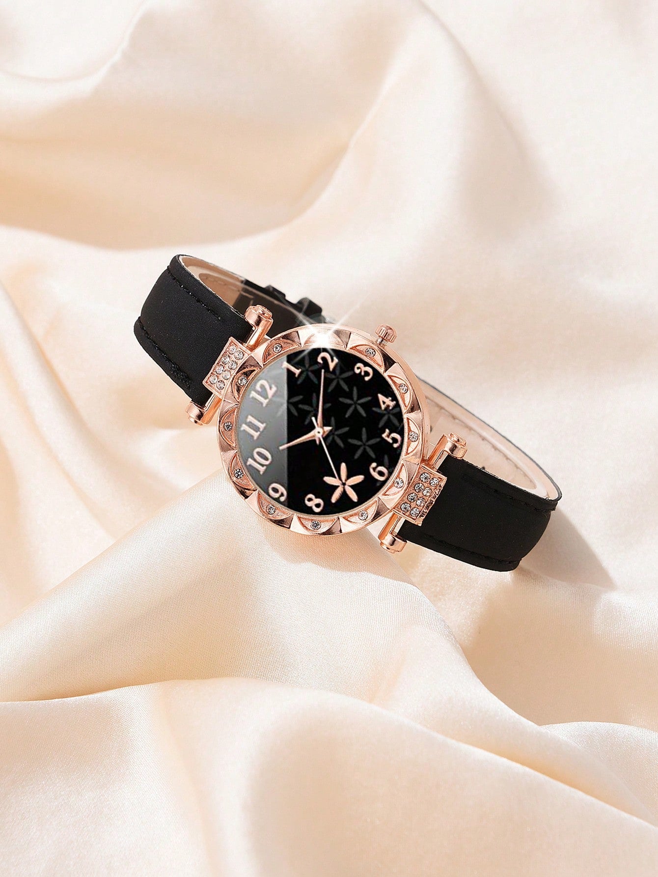 CÉLESTE — 6-Piece Watch & Bracelet Set · Black & Gold - KE