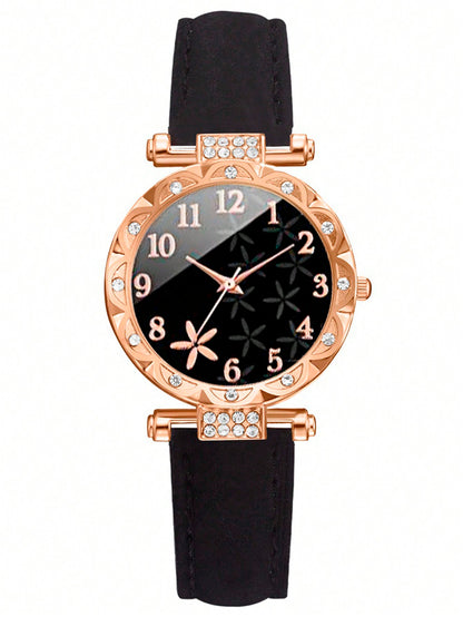CÉLESTE — 6-Piece Watch & Bracelet Set · Black & Gold - KE
