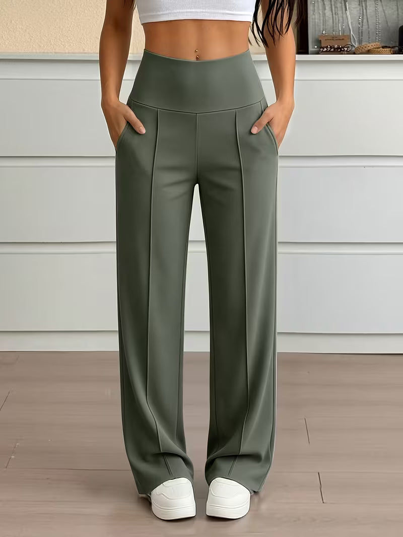 Nova High-Waist Wide-Leg Pants – Tummy Control, Sculpting Fit (KE)
