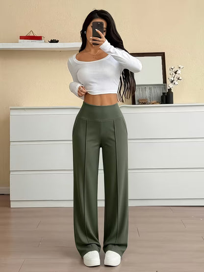 Nova High-Waist Wide-Leg Pants – Tummy Control, Sculpting Fit (KE)