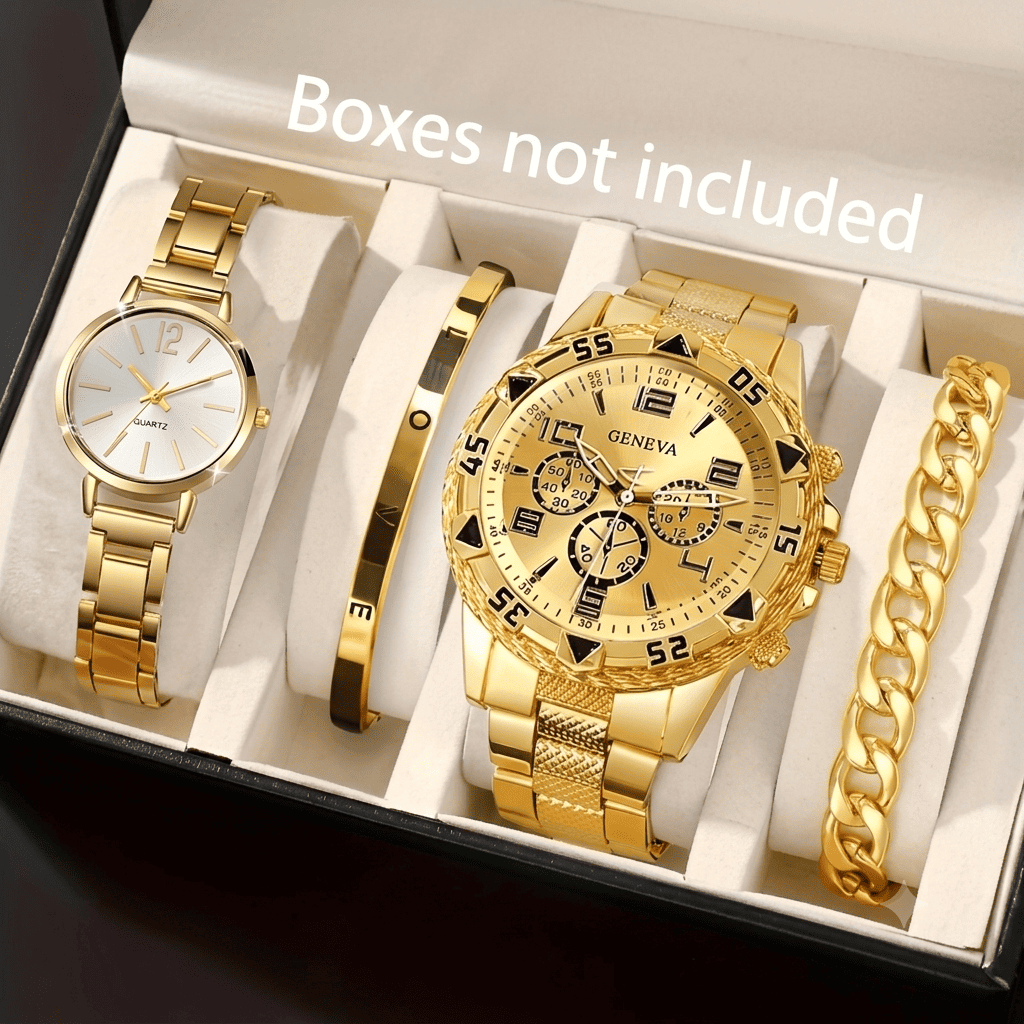 Eternel — His & Hers Gold Watch & Bracelet Set 👑 (KE)