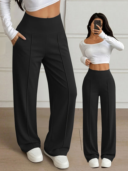 Nova High-Waist Wide-Leg Pants – Tummy Control, Sculpting Fit (KE)