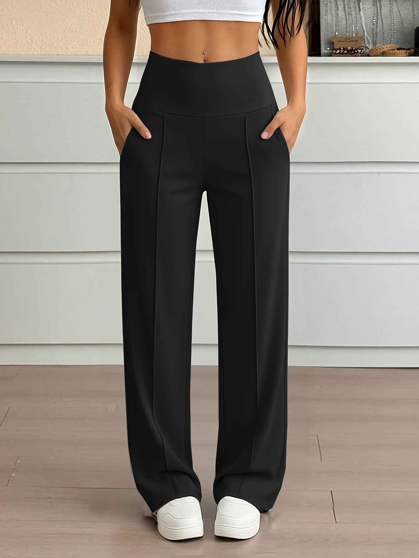 Nova High-Waist Wide-Leg Pants – Tummy Control, Sculpting Fit (KE)