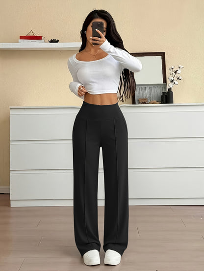 Nova High-Waist Wide-Leg Pants – Tummy Control, Sculpting Fit (KE)