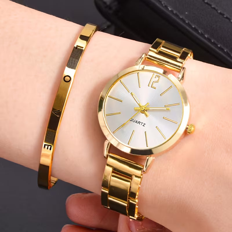 Eternel — His & Hers Gold Watch & Bracelet Set 👑 (KE)