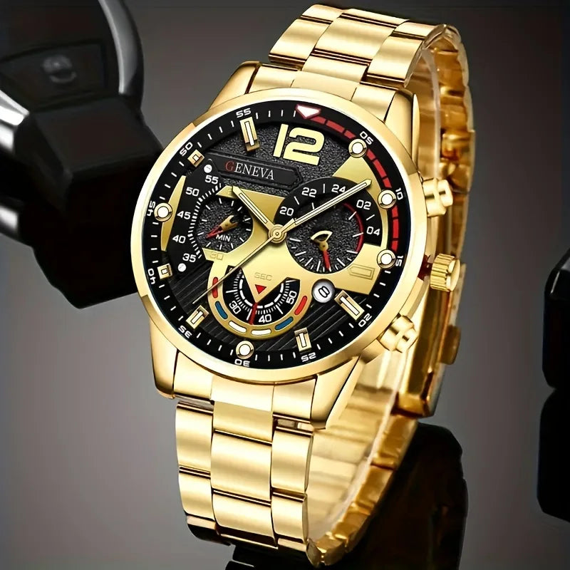 Royal Golden Prestige Set – Watch, Bracelet, Ring & Necklace - KE