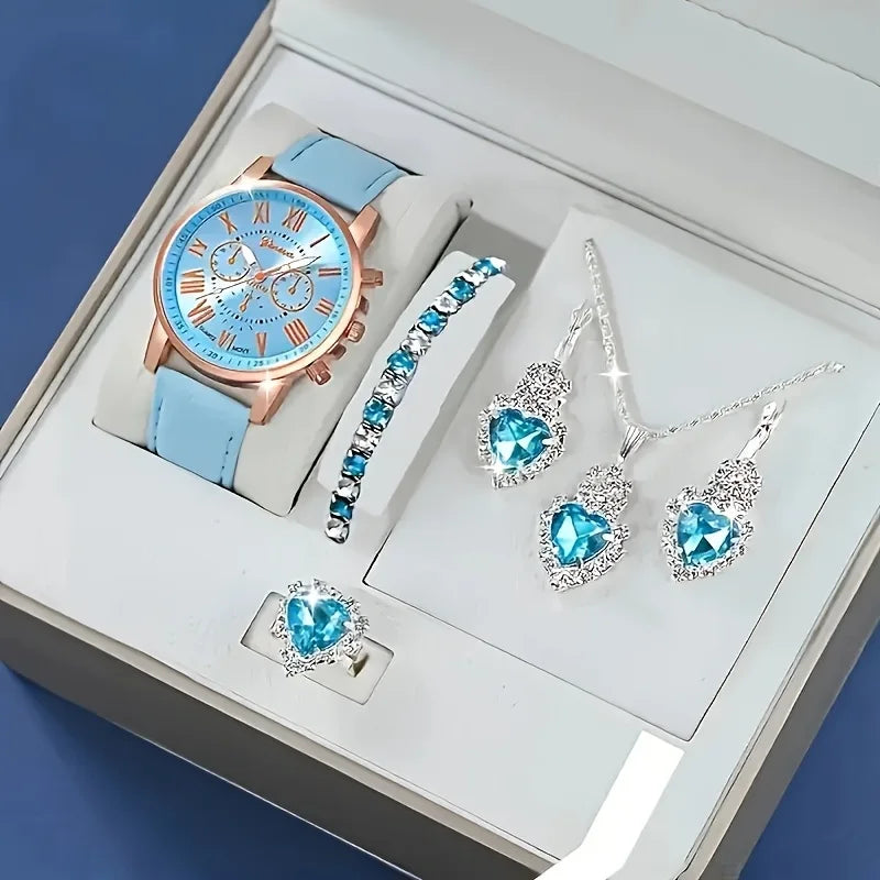 Aurora Blue Luxury Jewelry & Watch Set - KE