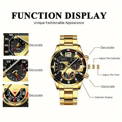 Royal Golden Prestige Set – Watch, Bracelet, Ring & Necklace - KE